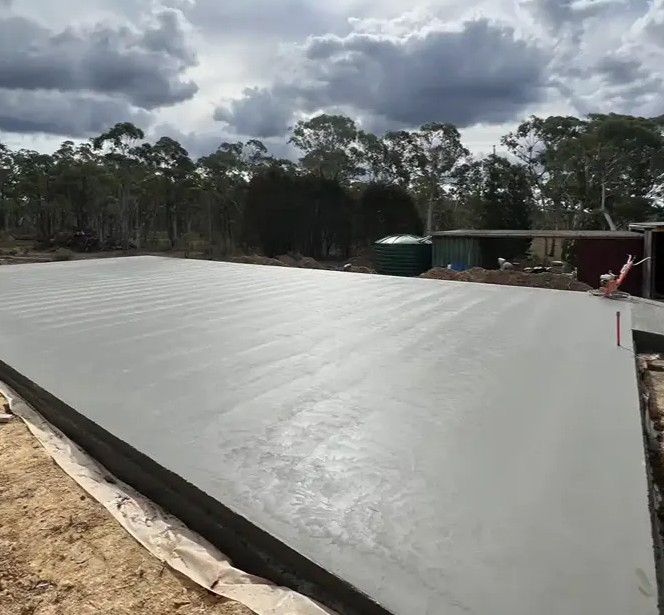 Large concrete farm pad after finishing